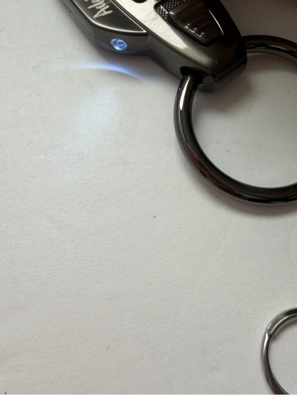 Silver Keychain Phone Accessory with LED Light